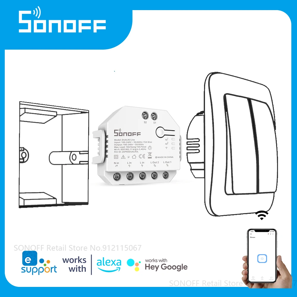Переключатель для штор SONOFF DUALR3 Dual R3 Lite с поддержкой Wi-Fi |