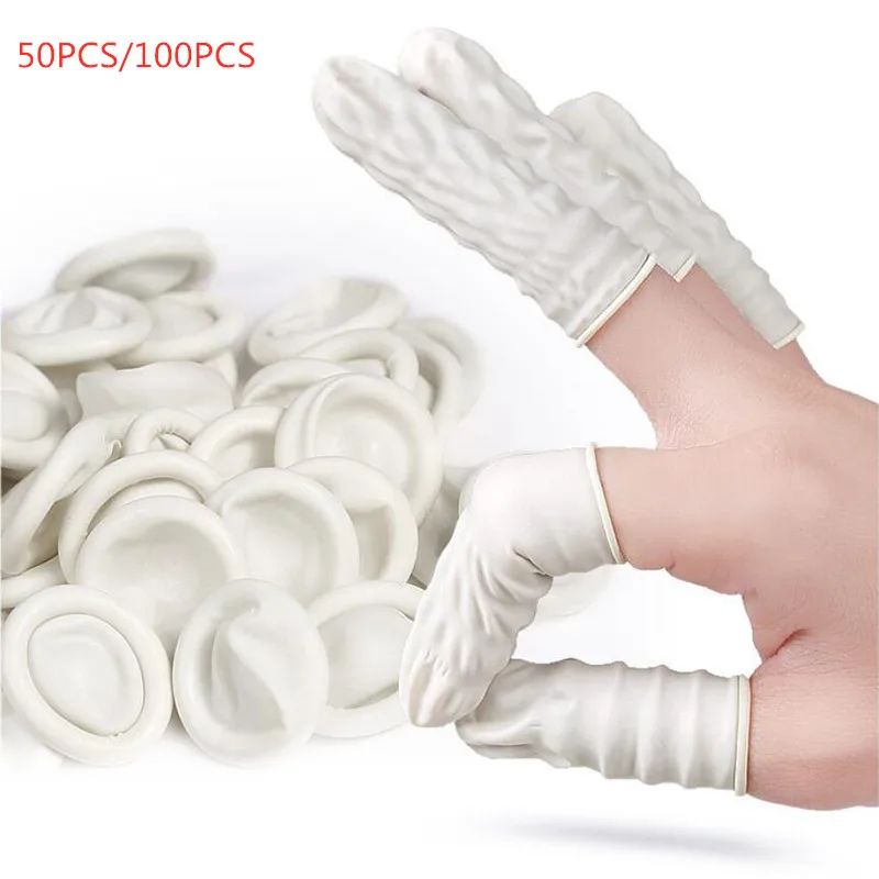 

50 шт./100 шт. одноразовые чехол на палец перчатки из натурального каучука Нескользящая латексная чехол на палец защитные перчатки