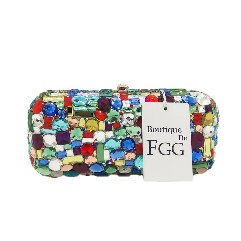Женский вечерний кошелек Boutique De FGG Многоцветный Металлический клатч-минодьер с