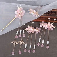 hair accessories for women chinese jewelry set vintage pink hair clip hairpin hair forks hanfu jewelry 2021 trend gift for girls