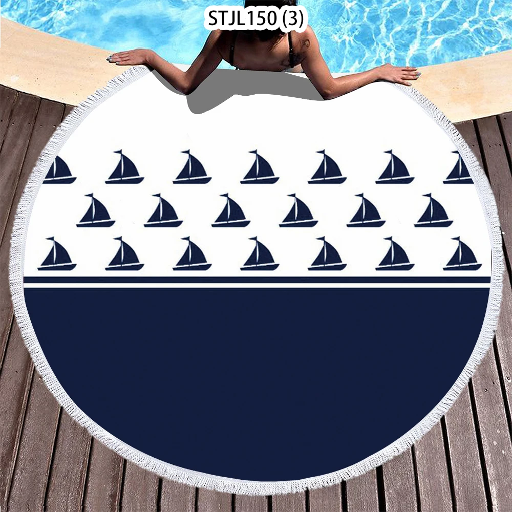 Круглое пляжное полотенце в морском стиле искусственный коврик для йоги из