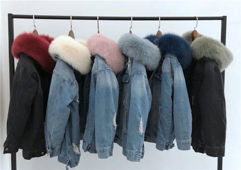 2019 джинсовая парка натуральный мех пальто зимняя куртка Для женщин сапоги на