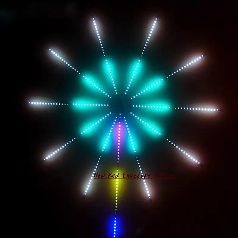 

Светодиодная ленсветильник с фейерверками, Рождественская гирлянда RGB, сказочное освещение, метеорит с управлением музыкой