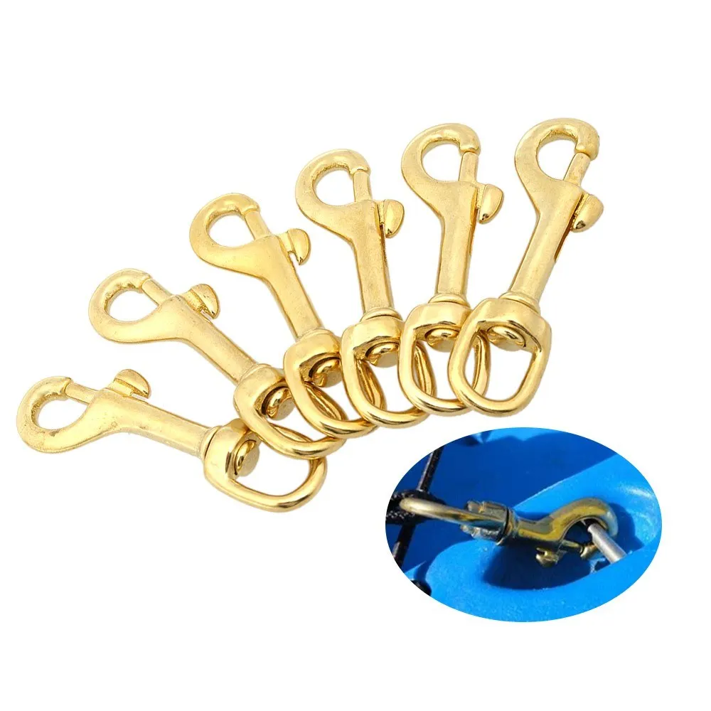 6PCS Heavy Duty Diving Swiver Hook Solid Brass Swivel Eye Lobster Clasp Bolt Snap Trigger Hook for Straps Bags Underwater Diving