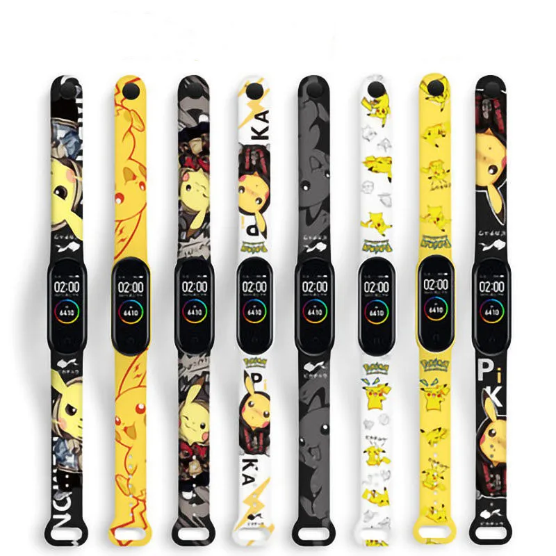 Фоторемень для Xiao Mi Band 6 5 4 3 Pikachu цифровой электронный водонепроницаемый