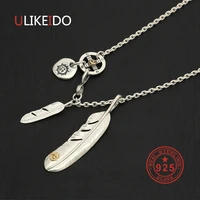 solid 925 sterling silver necklace silver feather series bright silver chain new fine jewelry p21