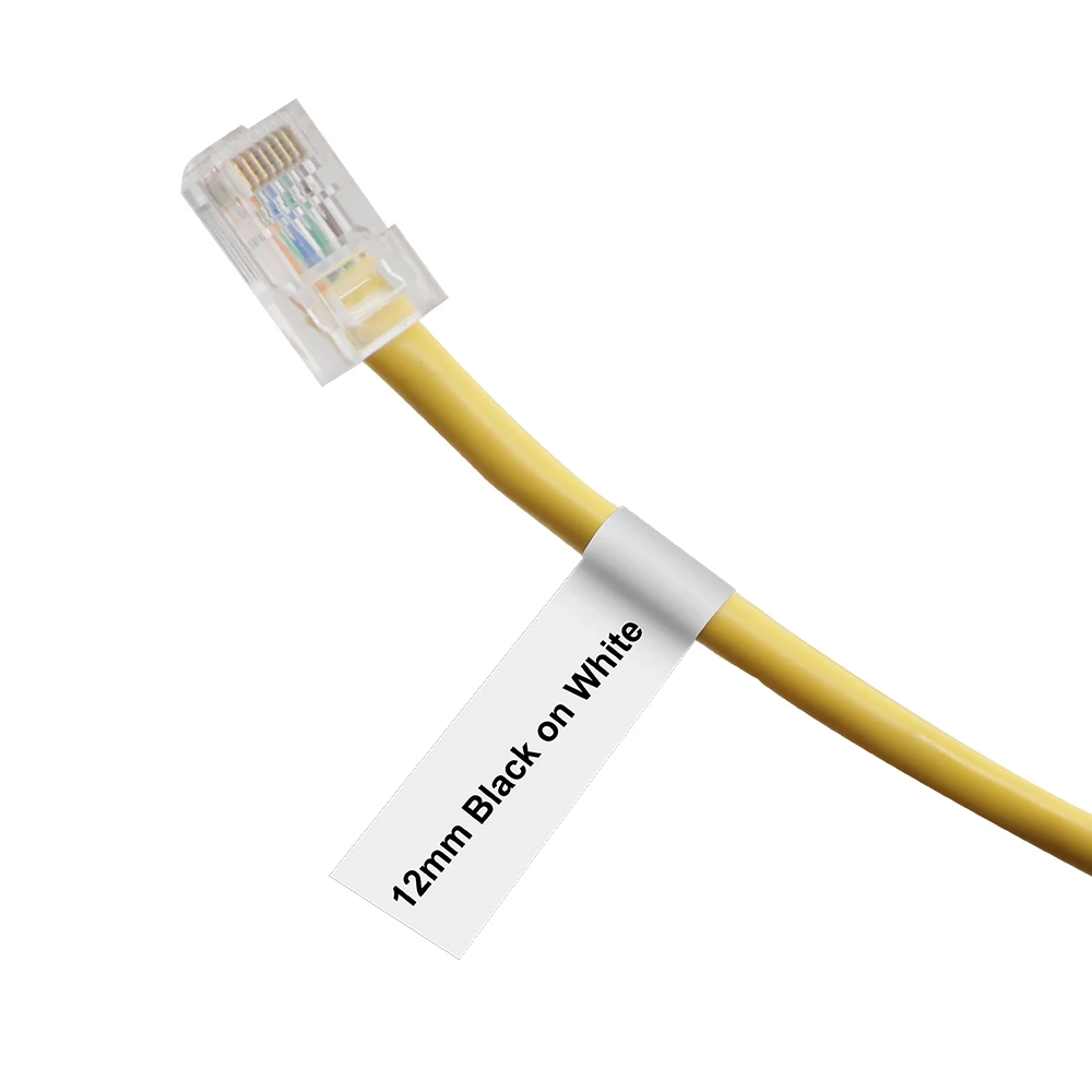 Fimax 1 шт. 18489 18491 совместимый с dymo гибкая нейлоновая ламинированная этикетка лента 18488 12 мм черный на белом для Rhino принтер этикеток - Цвет: 12mm  Black on White