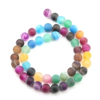 6810mm matte round mixed color stripe agates natural stone beads for necklace bracelets jewelry making diy 15free shipping