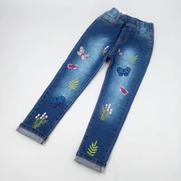 3 16t teenager clothing girls jeans stretchy soft denim pants cute embroidery butterfly kids girl trousers children clothes 6789