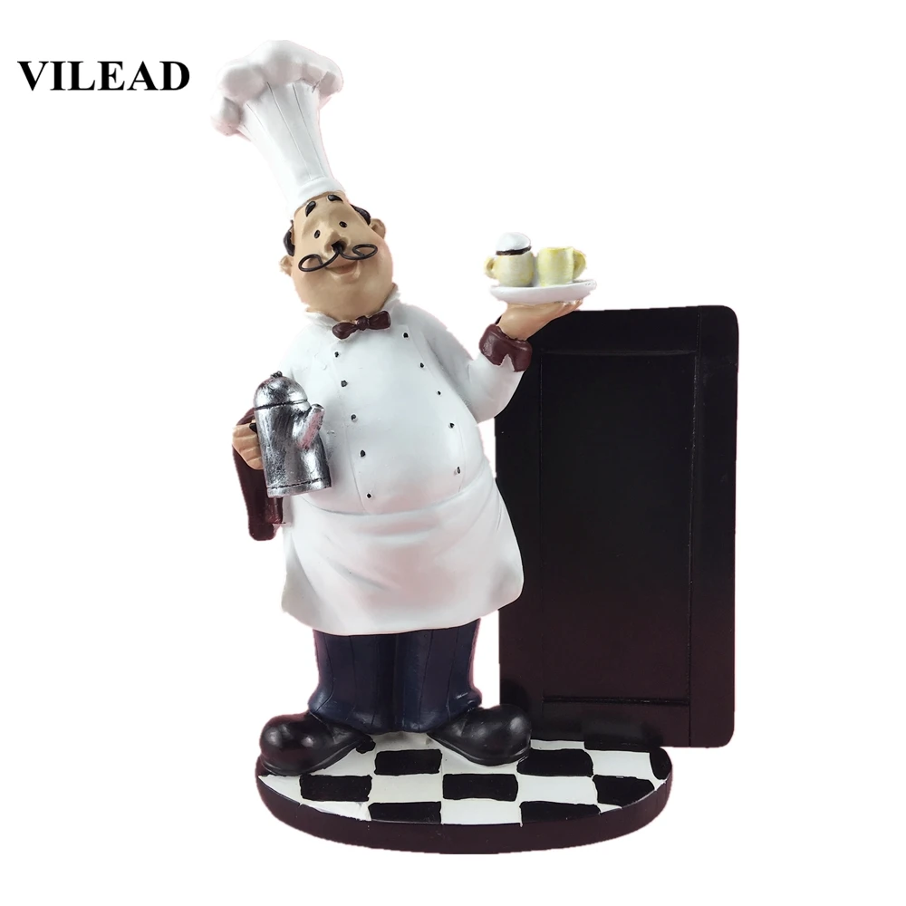 VILEAD 24 см смолы доска для сообщений усы шеф-повара статуэтки западный ресторан кухня кондитерский магазин ремесло украшения дома аксессуары