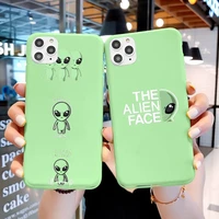 aesthetics cute cartoon alien phone case for iphone 6s 7 8 plus x xs xr xsmax 11 12 pro promax 12mini candy green silicone cover
