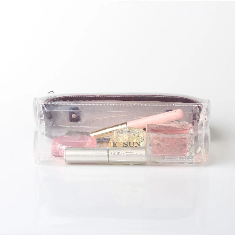 XMESSUN Прозрачная женская косметичка из ТПУ кожи Водонепроницаемая на молнии