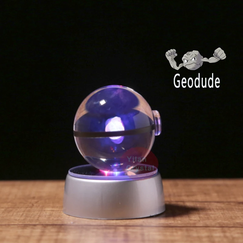 Аниме Покемон персонаж дизайн Geodude Pokeball K9 хрустальный шар со светодиодным