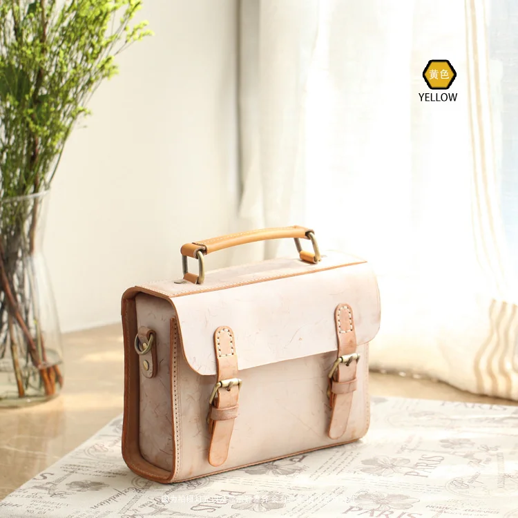 

2020 new hand-made vegetable tanned leather bag hand-held messenger bag cow leather women's bag Cambridge bag