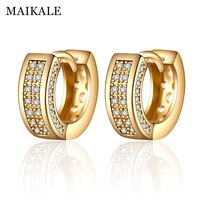 maikale classic small stud earrings paved cubic zirconia gold silver color round circle earrings for women jewelry female gifts