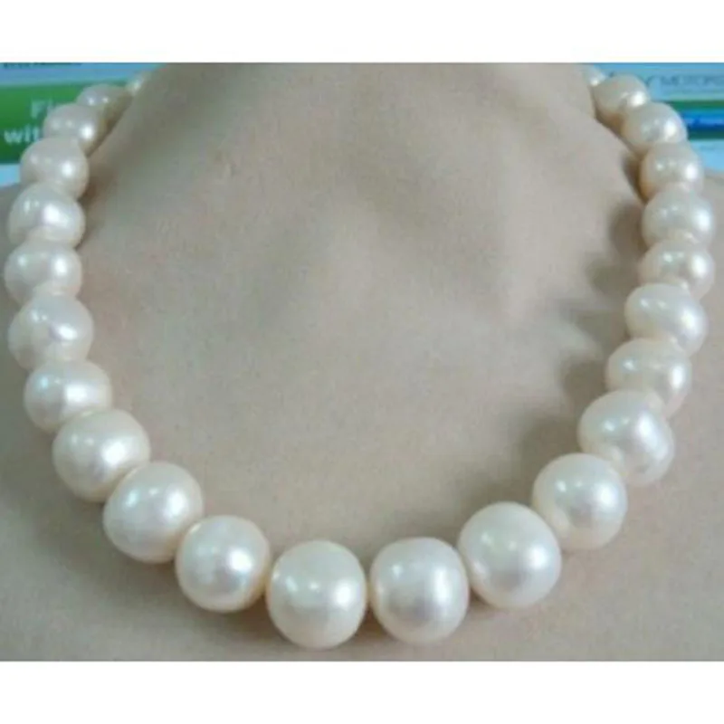 HUGE 13-15MM SOUTH SEA GENUINE WHITE PEARL NECKLACE 14k/20 jj | Украшения и аксессуары