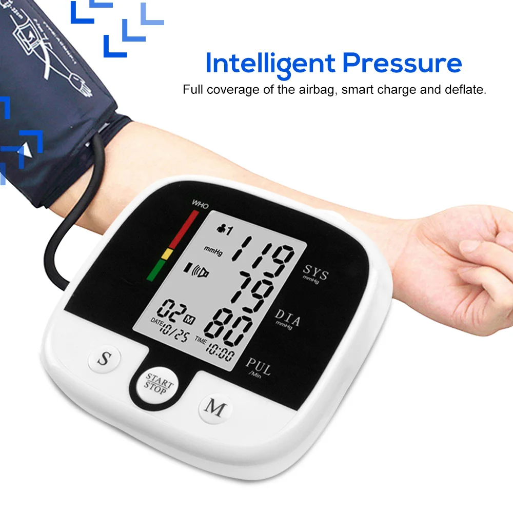 Цифровой тонометр заряжаемый монитор артериального давления на руку пульсометр