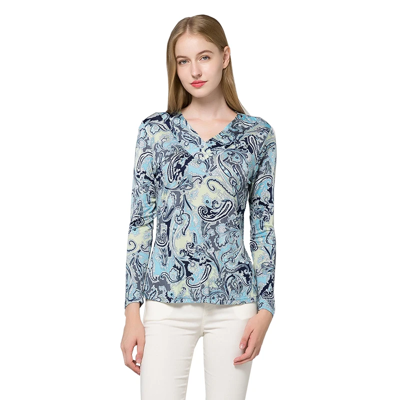 Женская винтажная шелковая блузка с v образным вырезом Цветочная рубашка SO0022