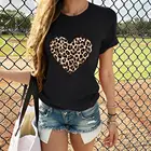 Женская футболка с леопардовым принтом, с принтом сердца, Harajuku, Tumblr, Kawaii, 2020