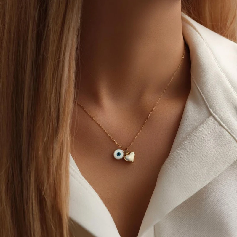 Ожерелье с подвеской в виде сердца глаз женское Модное Новое ожерелье цепочкой