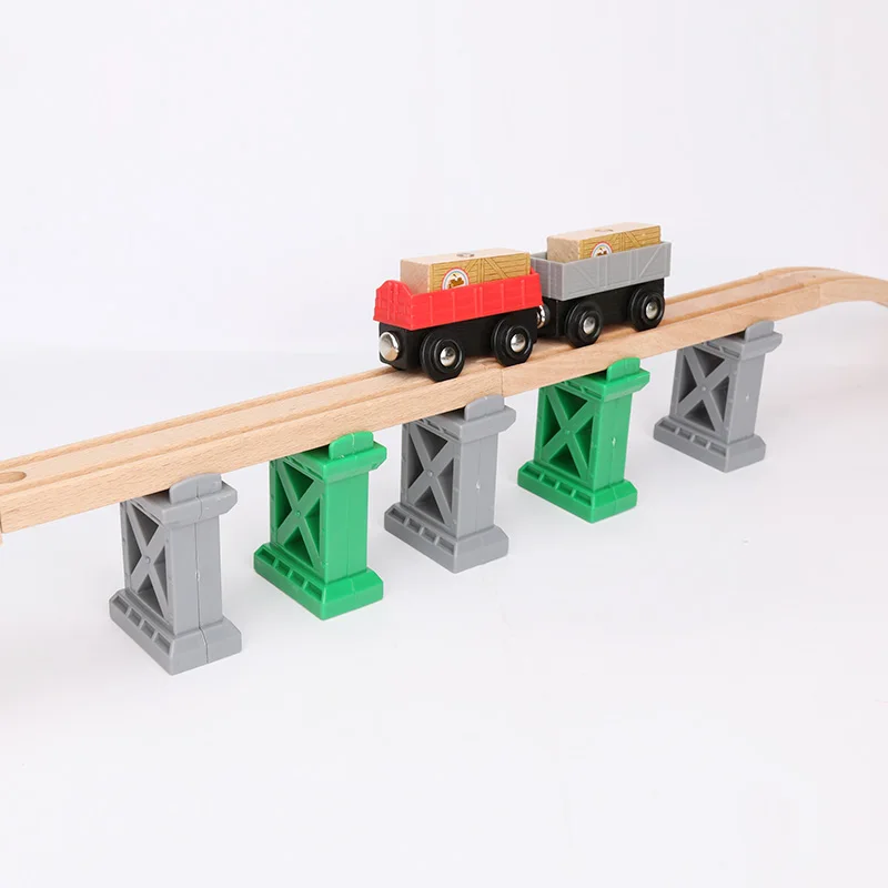 Plastic Gray Straight Track Tunnel Wooden Train Track Accessories Track Train Slot Wood Railway Toys bloques de construccion