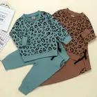 Комплект одежды для мальчиков и девочек, толстовка, леггинсы, Осень Одежда с леопардовым рисунком