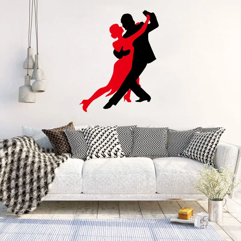 Настенная виниловая наклейка с изображением танцующей пары на стену для