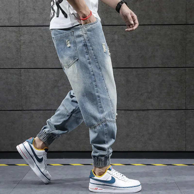 DIMI Korea Ankle Length Trousers Streetwear Male Clothes New Hip Hop Harem Jeans Pants Men Loose Joggers Denim Casual Sweatpants