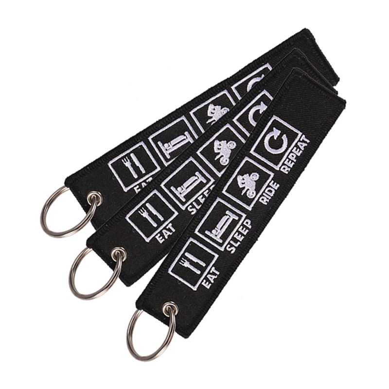 Новинка брелок для ключей с вышивкой мотоциклов и автомобилей Eat Sleep Read Porte