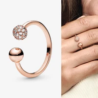 925 sterling silver pan ring rose gold inlaid beaded ring for women wedding party gift fashion jewelry