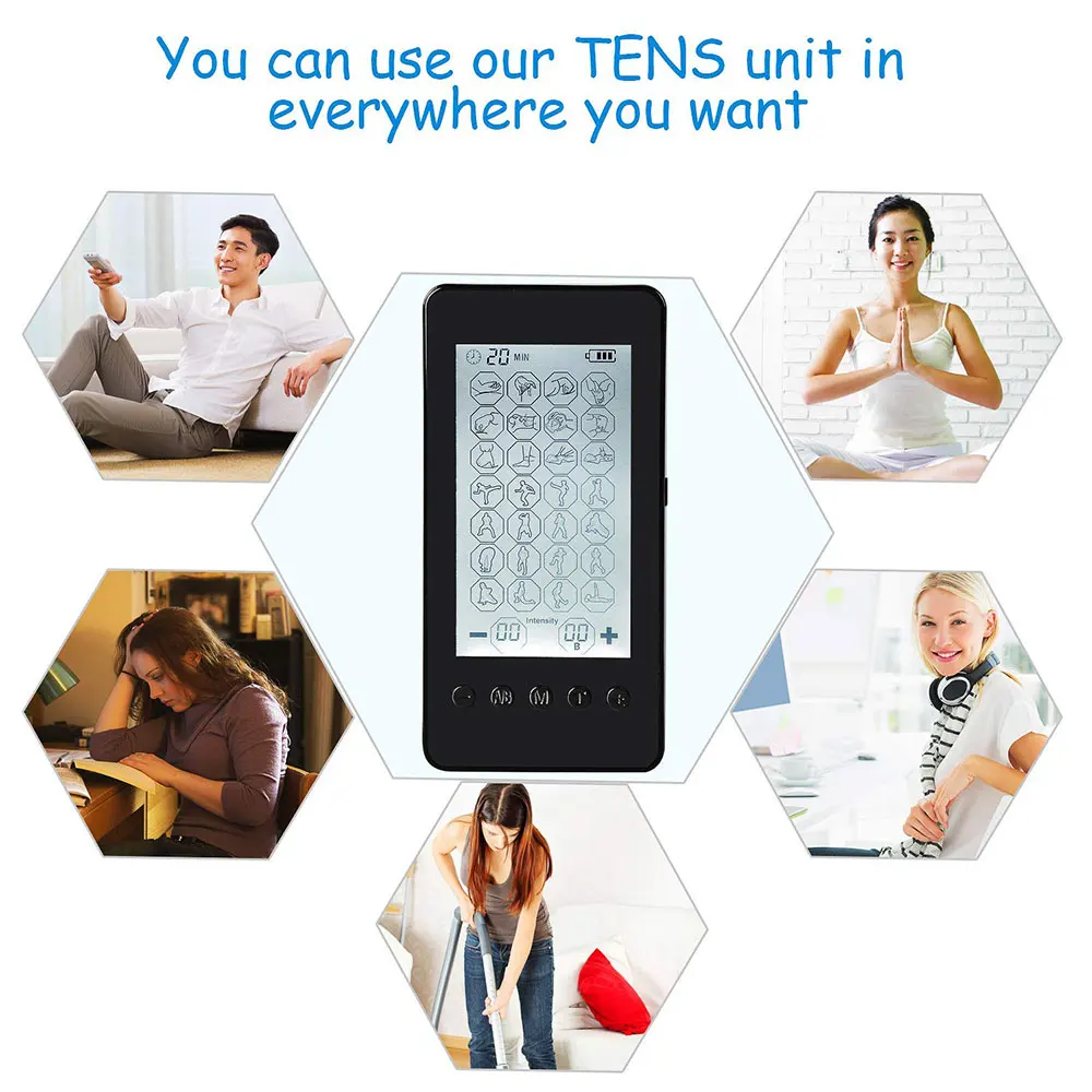 

28 Mode LCD Display Massager Body +10 Pads TENS EMS Massager Muscle Stimulation Electric Personal Nerve Stimulator Dual Channel