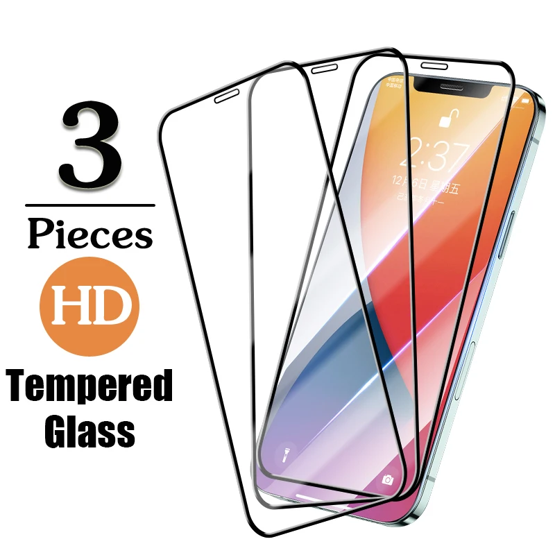 

3Pcs Tempered Glass For iPhone 11 12 Pro Max XS XR 7 8 6s Plus SE Screen Protector For iPhone 12 Mini 11 Pro Max Protective Glas