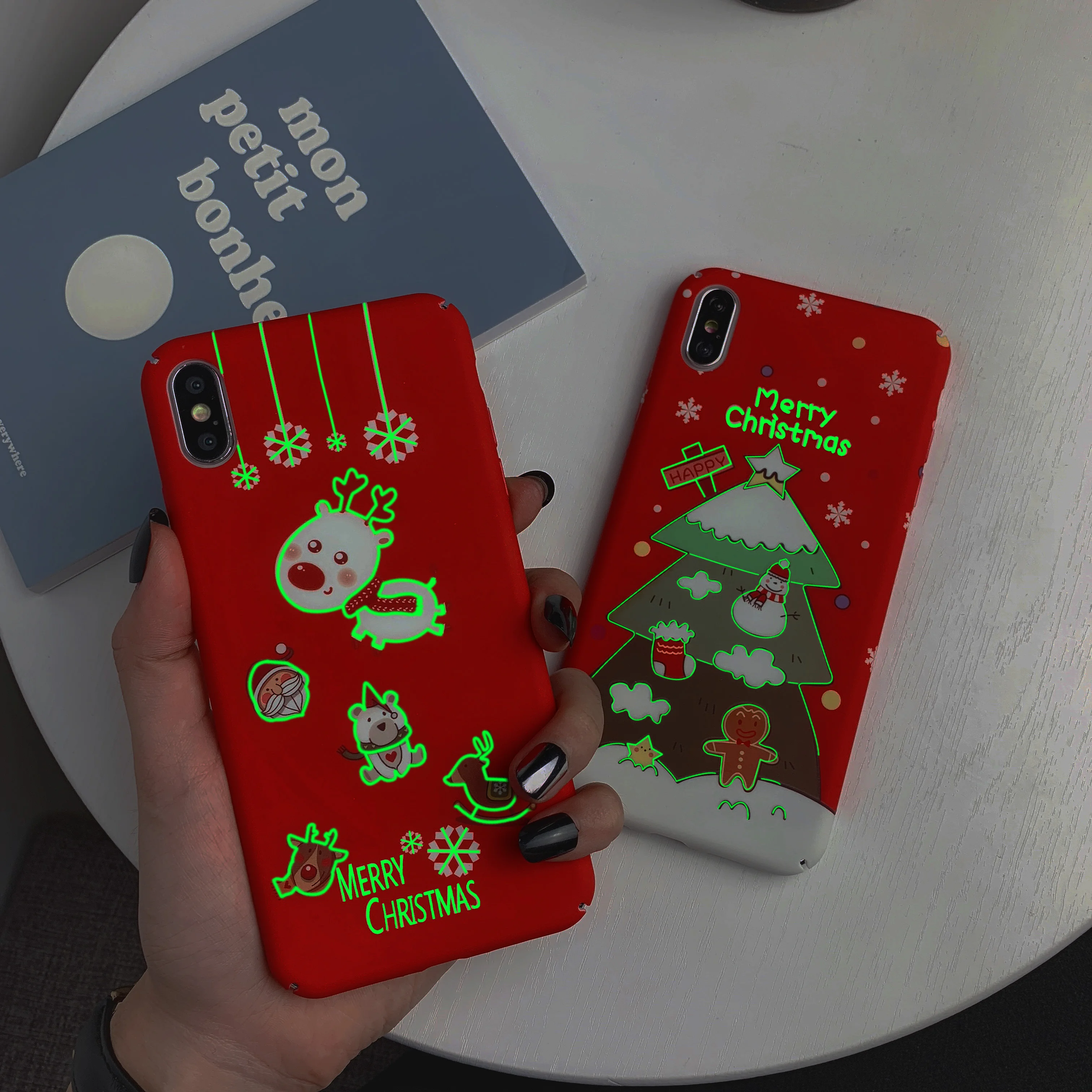 Christmas Luminous Phone Case For iPhone 11 Pro Max Back X XS XR 7 8 Plus Cover Coque Fundas |