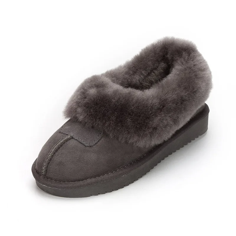 Повседневные теплые зимние сапоги из шерсти женские с натуральным мехом обувь