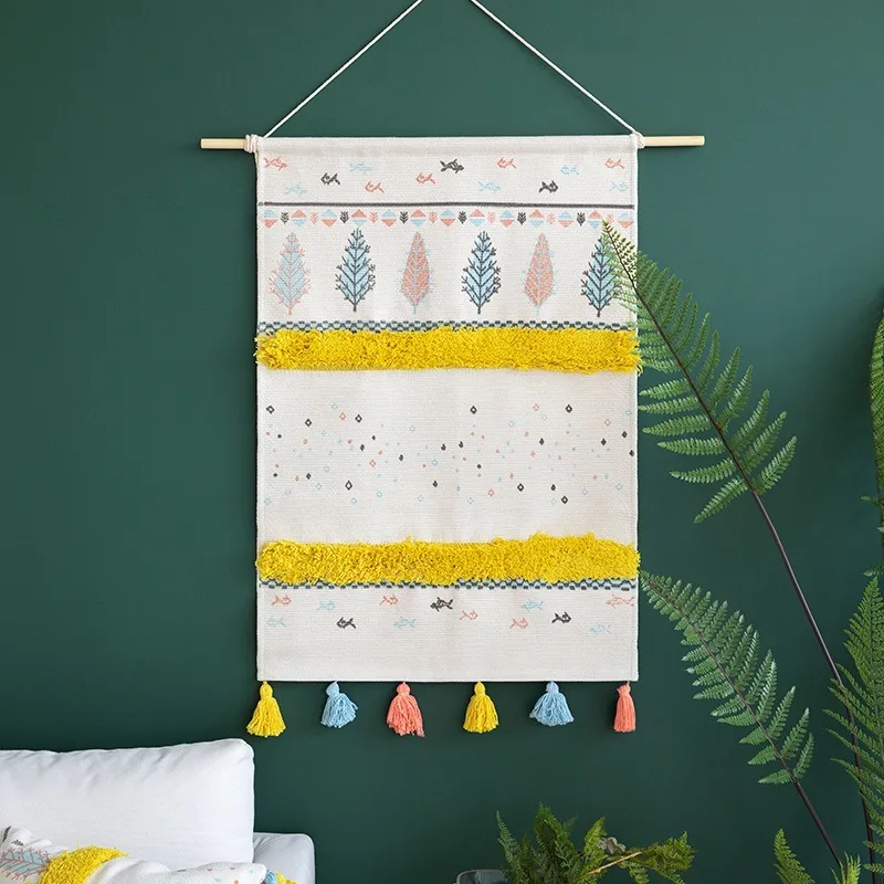 Декоративный гобелен в стиле бохо настенный хлопковый линейный Декор для