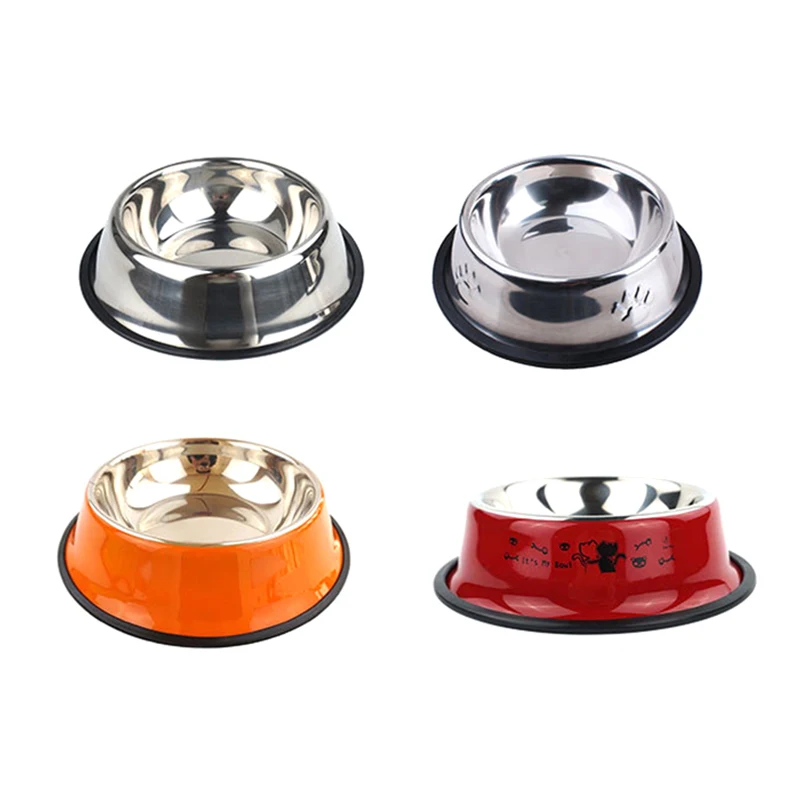 

New Pet Supplies Dog Cat Food Bowls Stainless Steel Anti-skid Dog Bowls Cat Bowl Puppy Dog Feeder Feeding Bowls Tools Supplies