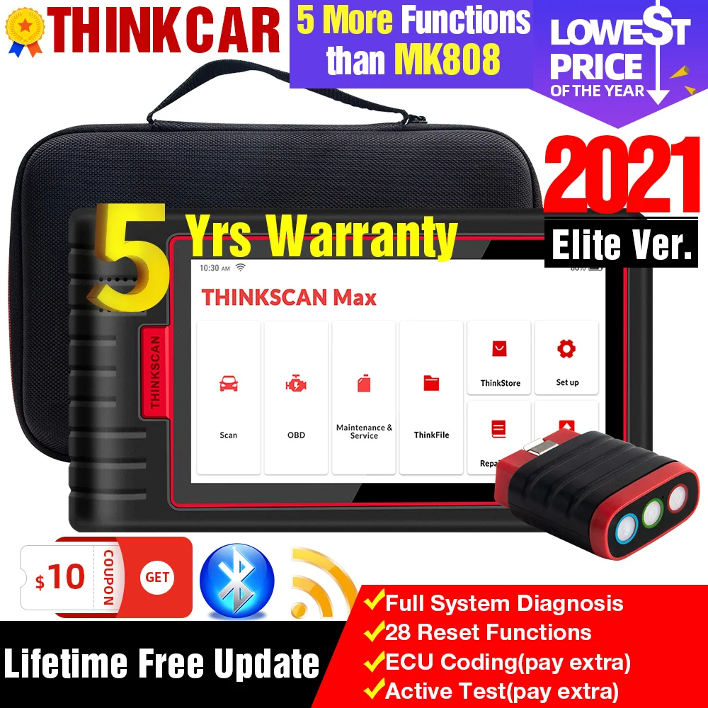 

ThinkCar THINKSCAN MAX obd2 code reader scanner Full System with VIN Scan /ECU Coding/A/F Reset auto diagnostic tools PK CRP909