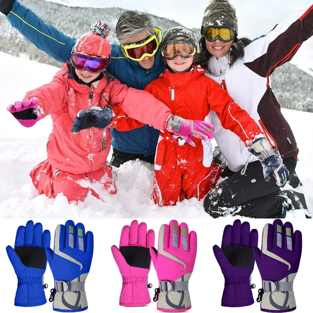 Thermal Ski Gloves Children Kids Winter Fleece Waterproof Warm Child Snowboard Snow Gloves 3 Fingers for Skiing Riding перчатки 2