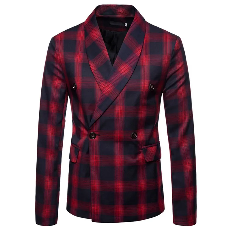 M 4XL осень Для мужчин пиджаки клетчатый шарф воротник зимняя верхняя одежда Smart