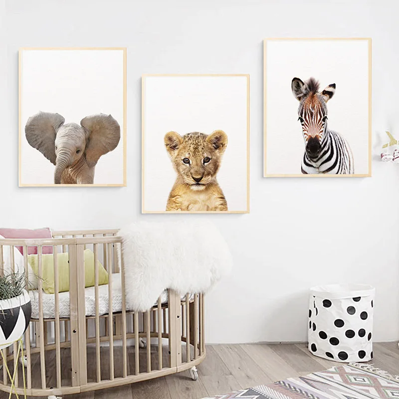 Baby Animal Zebra Lion Elephant Canvas Poster Nursery Wall Art Print Minimalist Painting Nordic Kid Bedroom Decoration Picture | Дом и сад