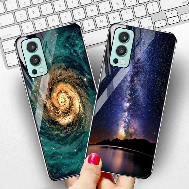 Tempered Glass Case For Oneplus 8T Cases Luxury Star Space Bumper on Oneplus Nord 2 9 8 Pro 7T Pro One plus Nord Cover Funda