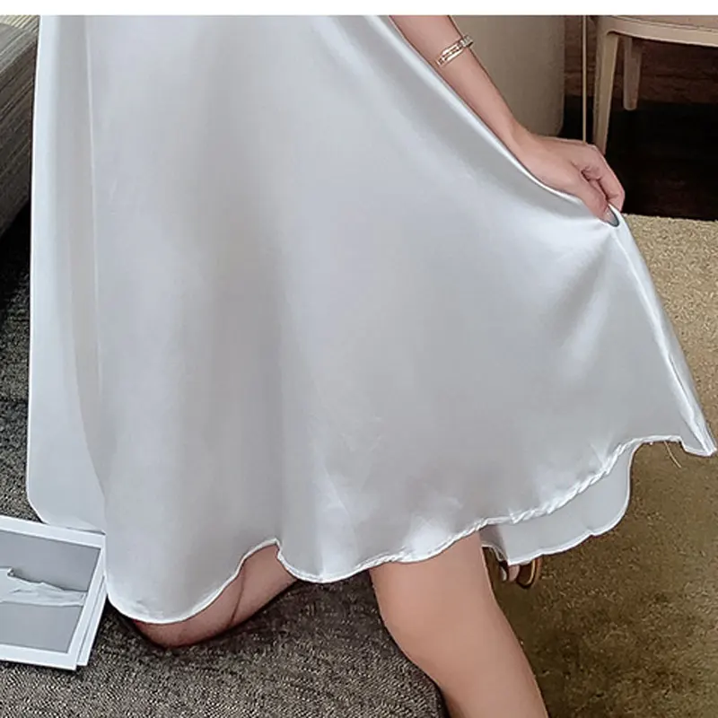 

Yidanna Women Suspenders Polyester Nightwear Sleeveless Sleepwear Summer Sleep Clothing Bow M-XXL Sleepshirt Nighties Nightdress