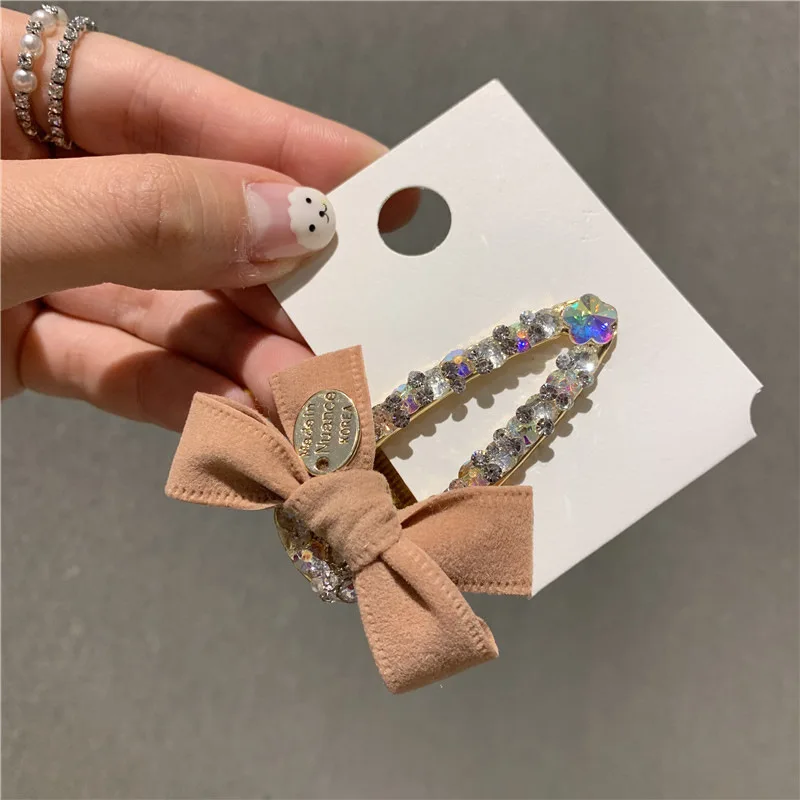 Женские заколки для волос с кристаллами и бантом модные клипсы со стразами