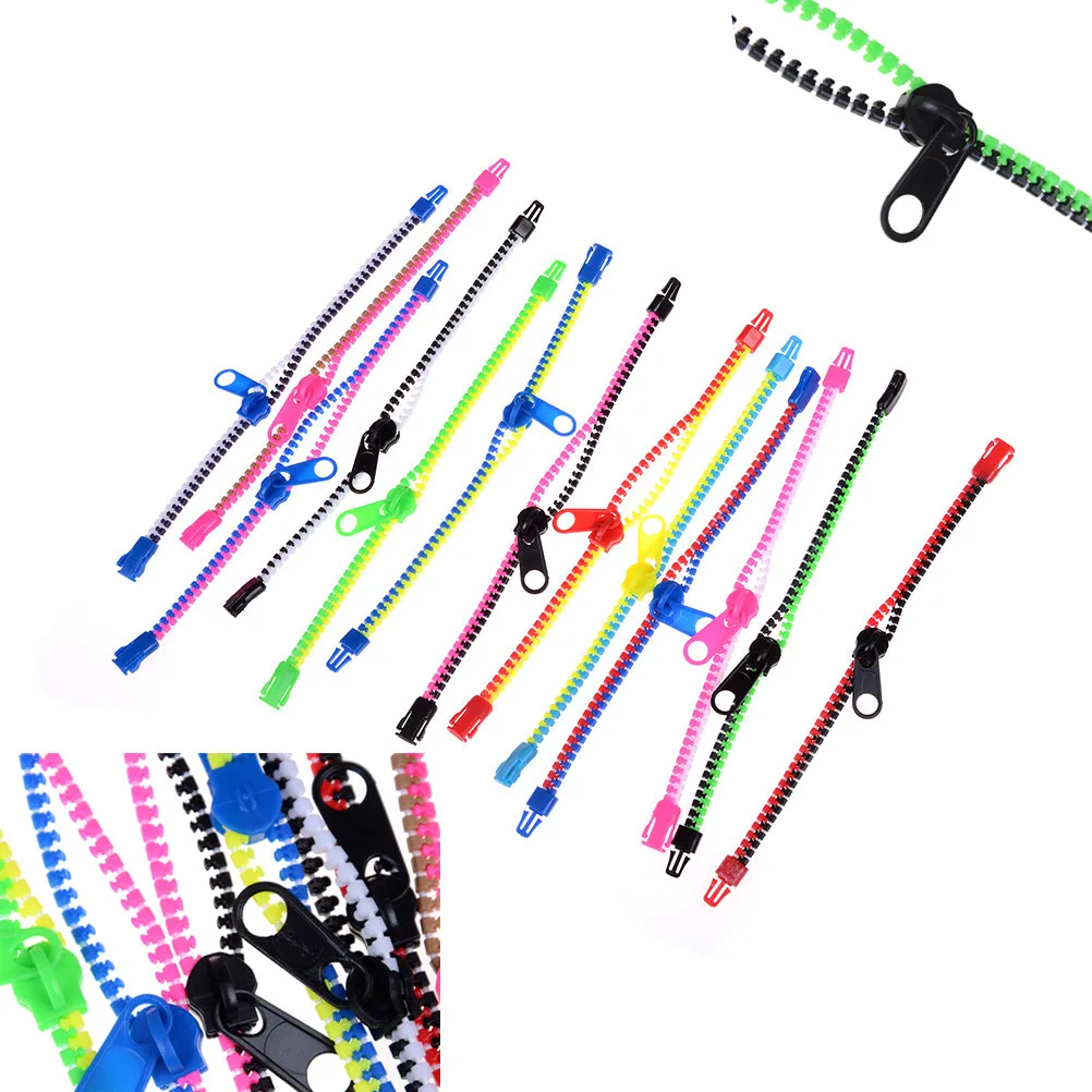10pcs/lot Metal Zipper Bracelet  Fashion Zip Bracelet Bangles Fluorescent Neon Creative Gifts