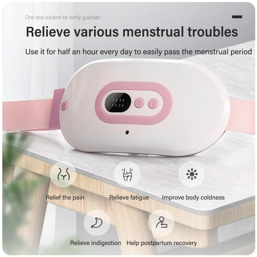 Relieve Period Cramp Pain Heating Warm Palace Belt Heating Uterus Vibrating Massage Waist Relieve Menstrual Pain Girlfriend Gift 3