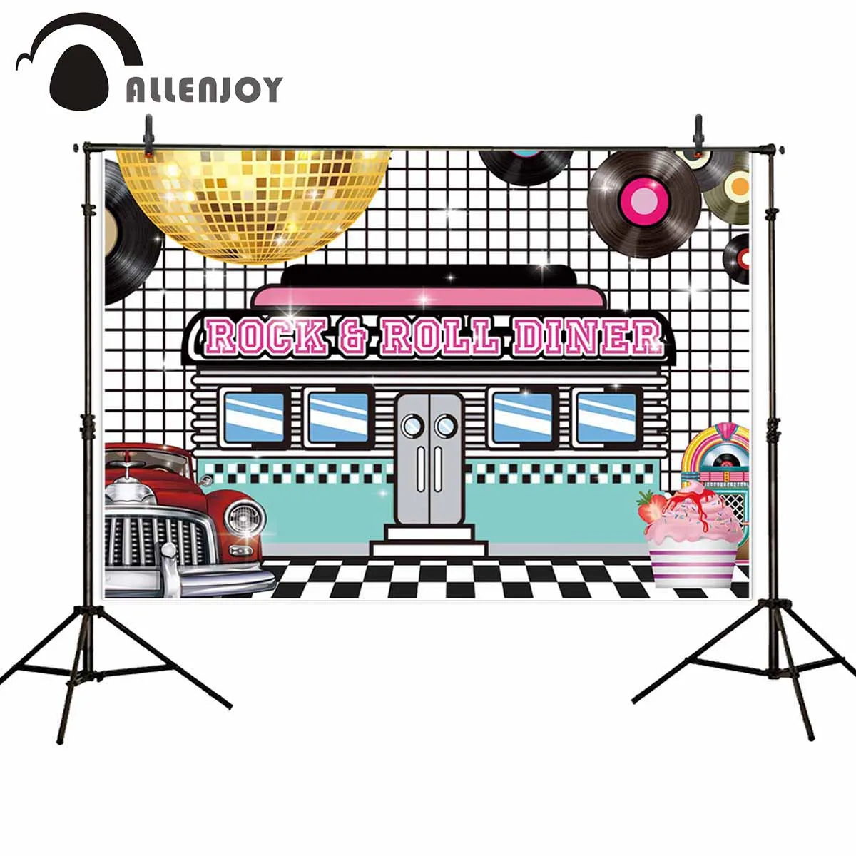

Студийный фон Allenjoy с изображением дискотеки, рок-рулона, ресторана, машины, десерта, флэш-шар, решетка, вечерние, фоны для фотосъемки