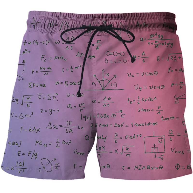 3D mathematical formula Printed Men Shorts Harajuku Fashion Shorts Male/Female Summer Casual Short Drop Shipping Men clothing