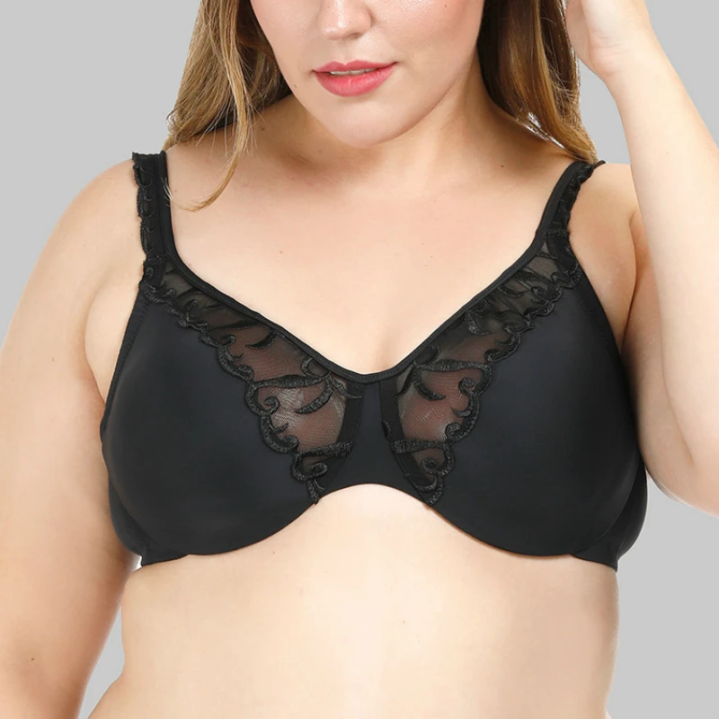 Женский хлопковый бюстгальтер без подкладки косточек с вышивкой минимайзер