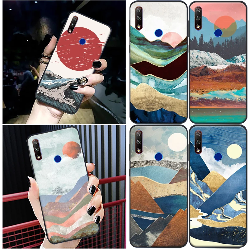 

Hand Painted Mountain Phone Case For Huawei Honor 30 20i V20 20 10X 10 10i V10 9 9X V9 9 Lite Pro Cases Funda Soft TPU Coque