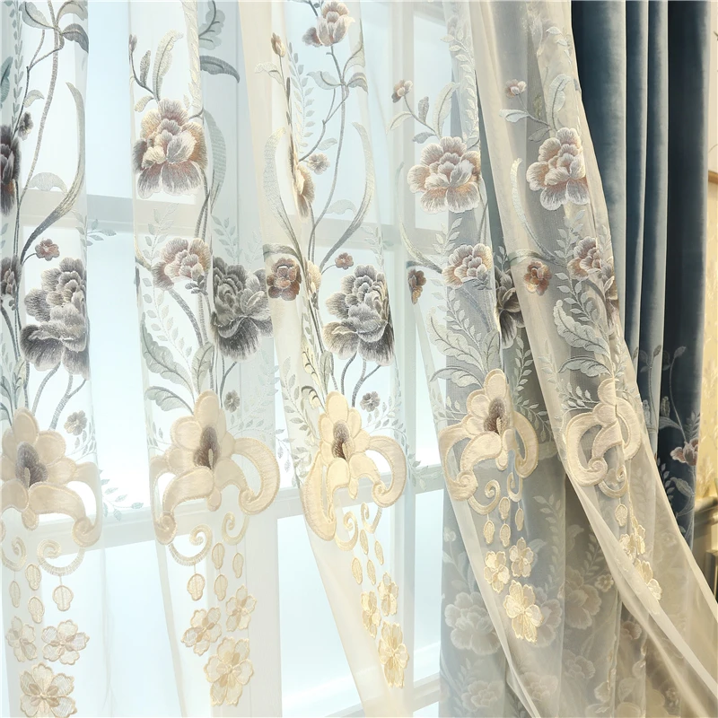 Лучшие европейские и американские роскошные синие бархатные затемненные шторы